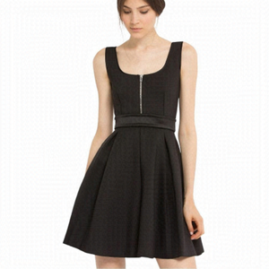 𝅺MAJE Edwige Black Fit and Flare Zip Front Scuba Jersey Dress Size 3/ US M